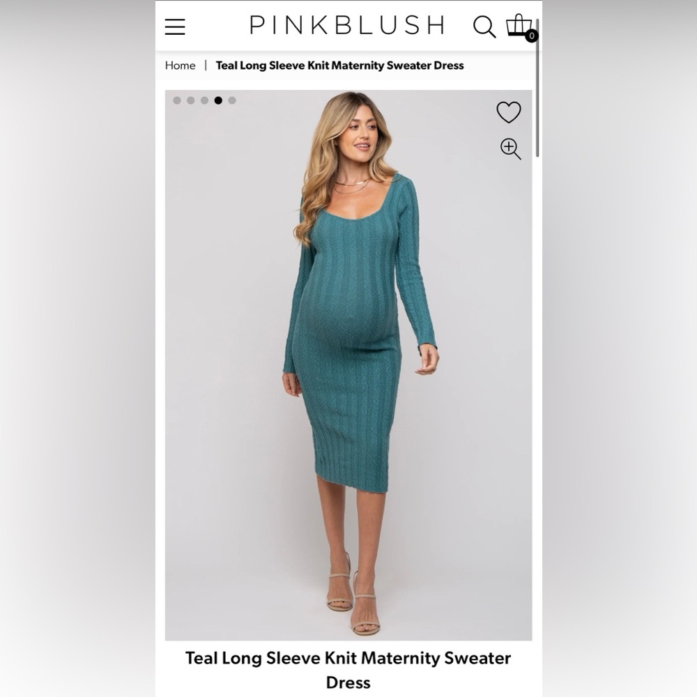 Teal Long Sleeve Knit Maternity Sweater Dress- Post Bump Friendly!